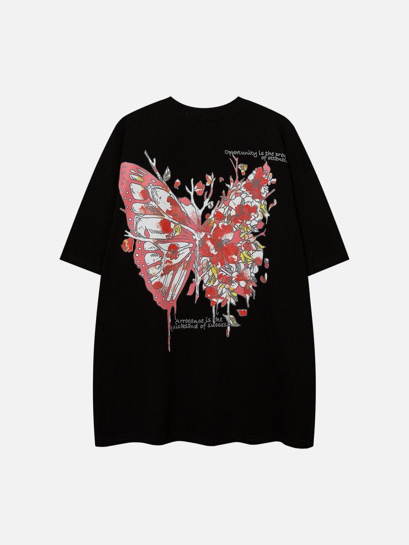 T Shirts Aelfric Eden Butterfly Sakura Graphique Tee Abricot | WZV-68630507